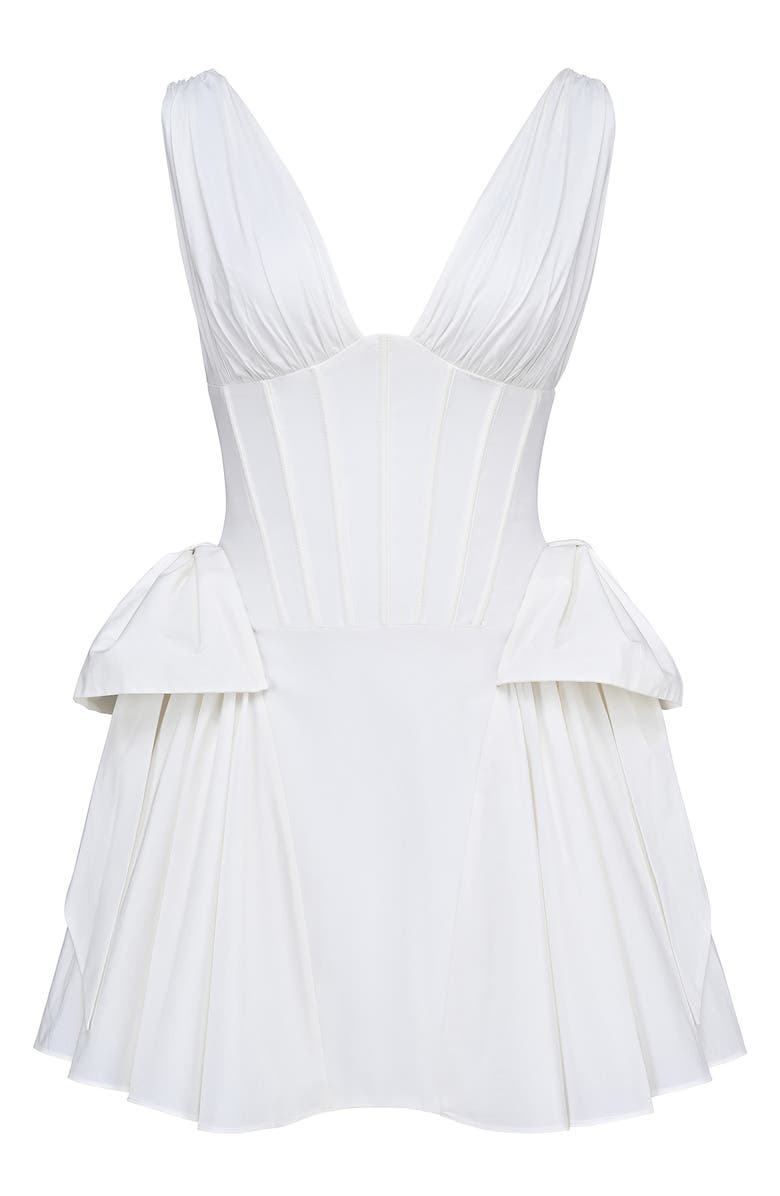 HOUSE OF CB Amalia Twin Bow Stretch Cotton Cocktail Minidress, Alternate, color, White