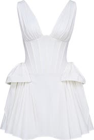 HOUSE OF CB Amalia Twin Bow Stretch Cotton Cocktail Minidress