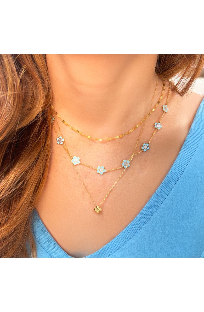 The Lovery Fine Jewelry Mini Gold Puffy Clover Necklace, Alternate, color, Gold