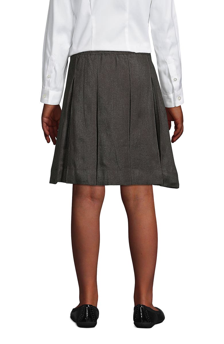 Lands' End School Uniform Girls Solid Box Pleat Skirt Below the Knee, Alternate, color, Gray
