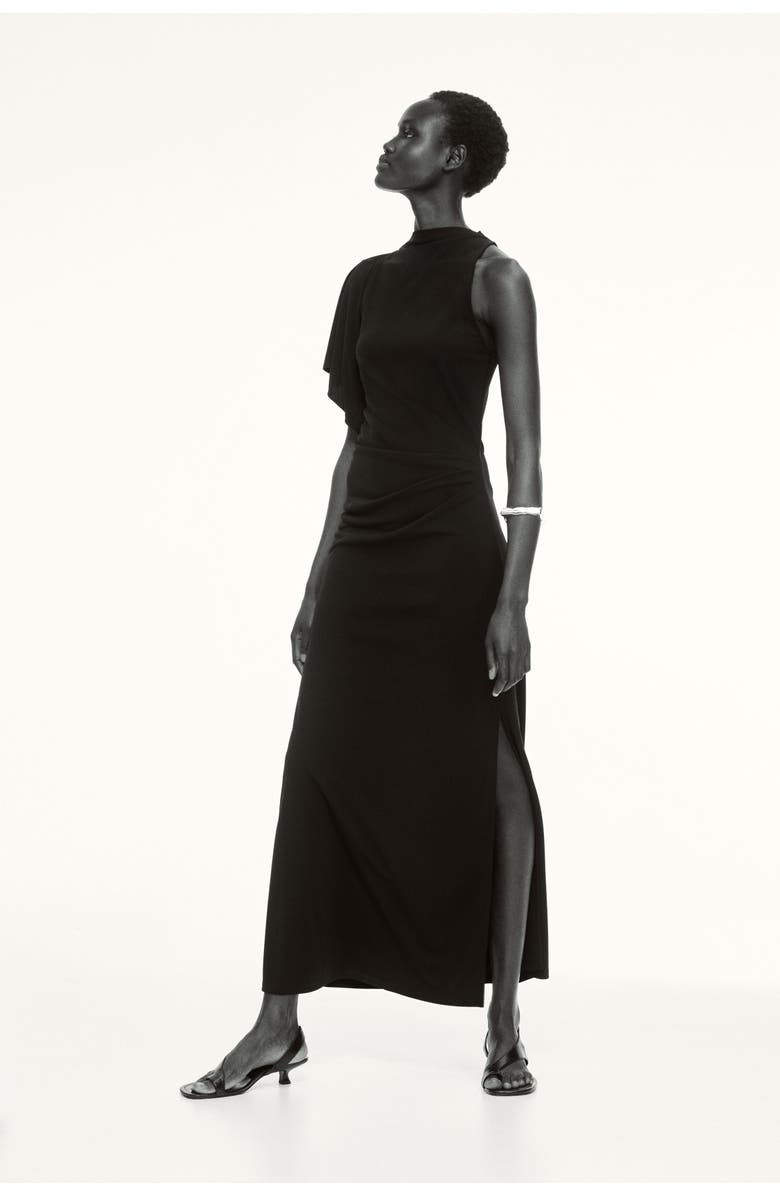 H&M Asymmetric Ponte Di Roma Dress, Alternate, color, Black