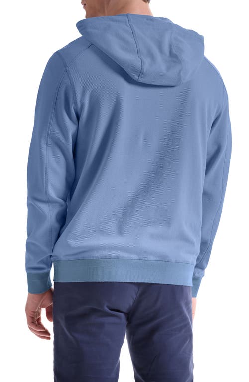 Bugatchi Textured Piqué Hoodie In Blue