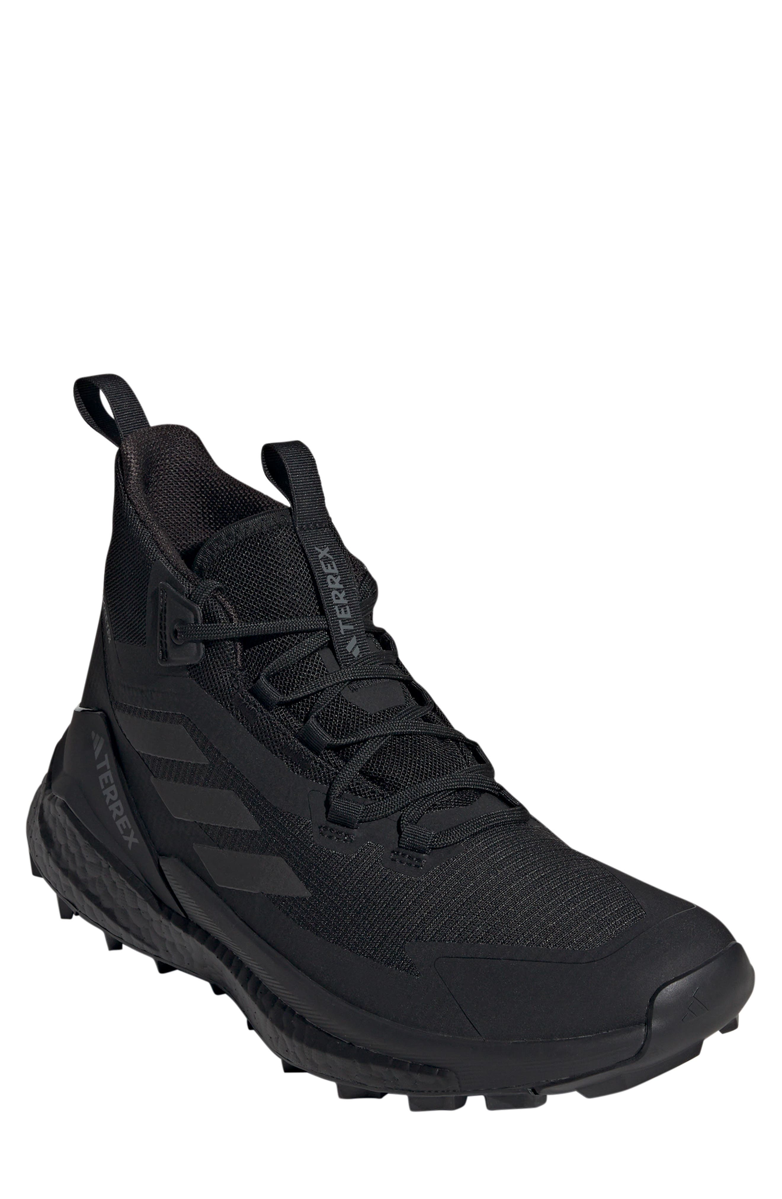 adidas Terrex Free Hiker 2.0 Mid Waterproof Gore-Tex<sup>®</sup> Hiking Shoe, Main, color, Black/ Black/ Grey
