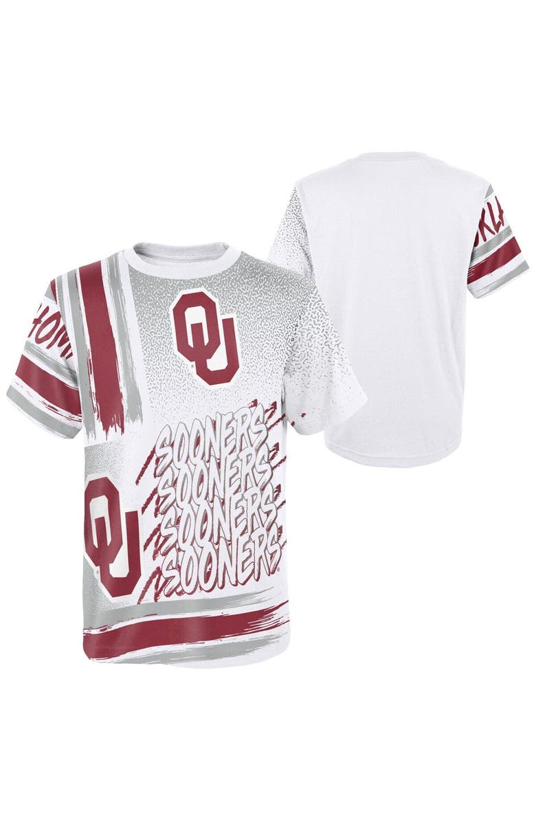 Outerstuff Preschool White Oklahoma Sooners Gametime Multi-Hit Oversized T-Shirt, Main, color, 