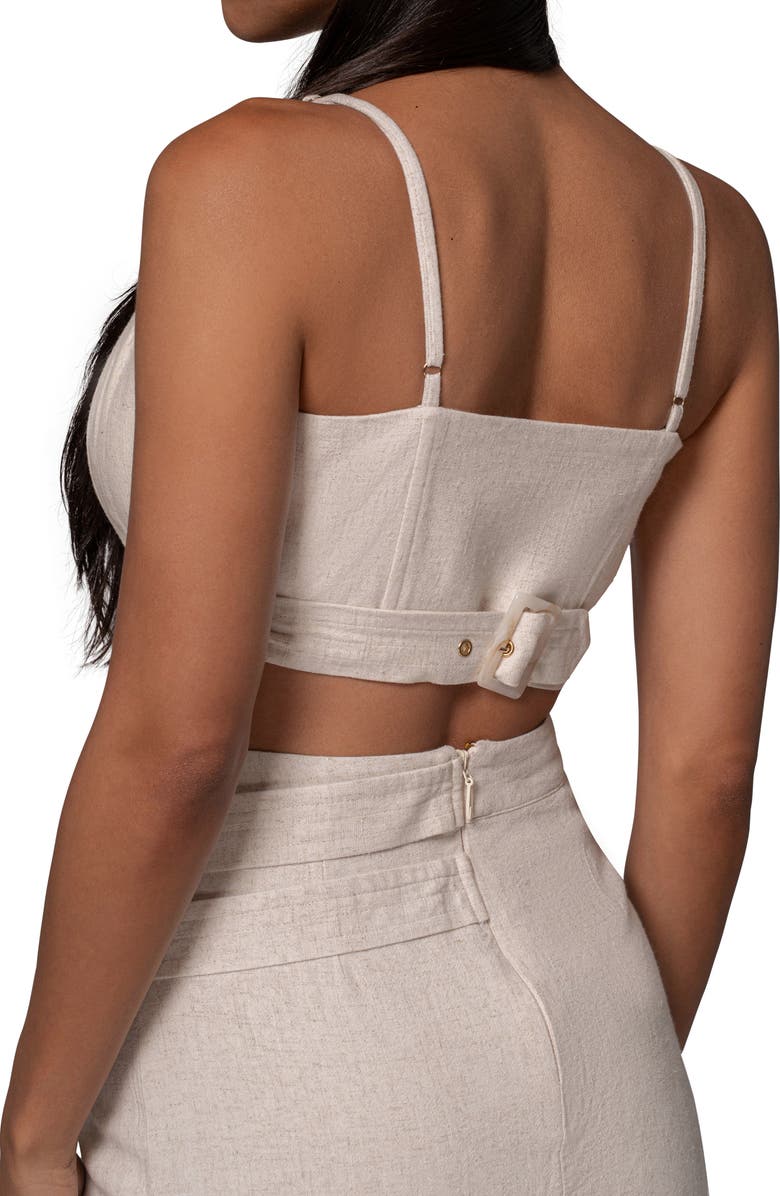 JLUXLABEL Sunrise Cotton & Linen Bustier Wrap Top, Alternate, color, Beige