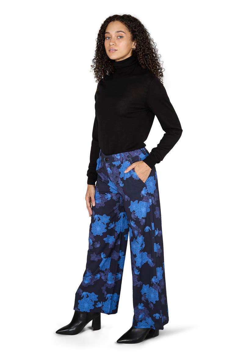 Phoebe Wide Leg Tailored Pant, Alternate, color, Softbloom Navy