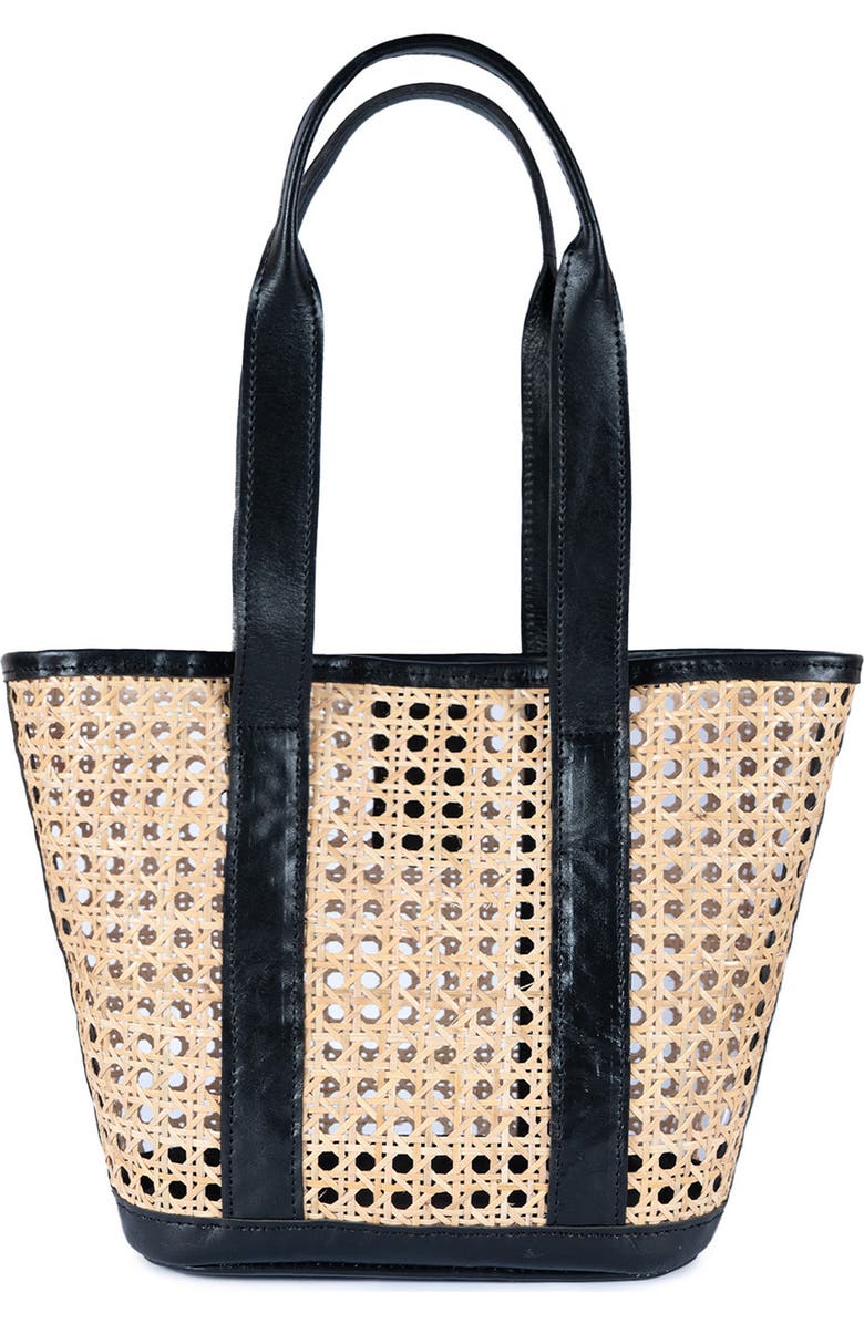 Jelavu Sandi Rattan & Leather Tote Bag, Alternate, color, Beige/ Black