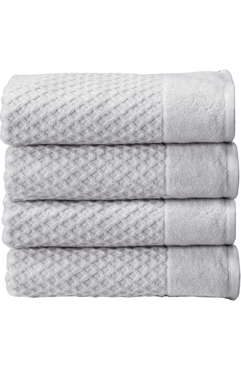Woven & Weft Diamond Textured 4-Pack Bath Towel Set, Main, color, Light Grey
