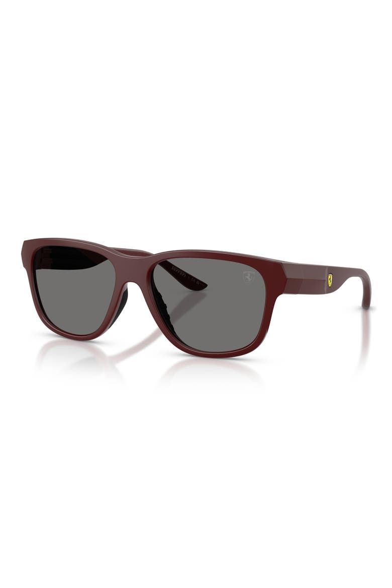57mm Polarized Pillow Sunglasses, Alternate, color, RED BORDAUX MATTE / GREY