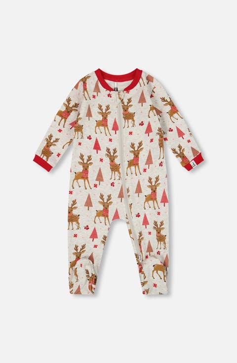 One-Piece Organic Cotton Pajama Girly Reindeer (Baby)