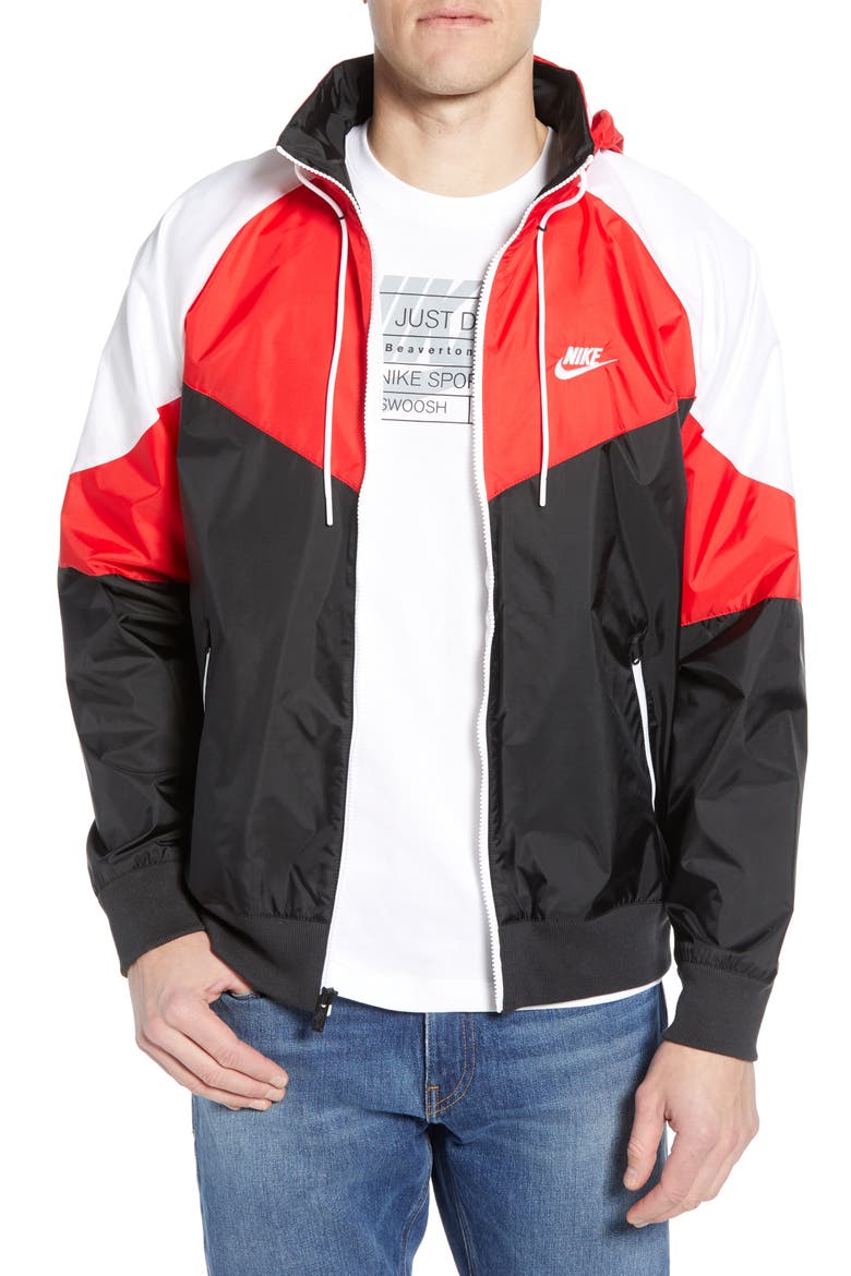 Winderunner Jacket, Main, color, BLACK/ UNIVERSITY RED/ WHITE