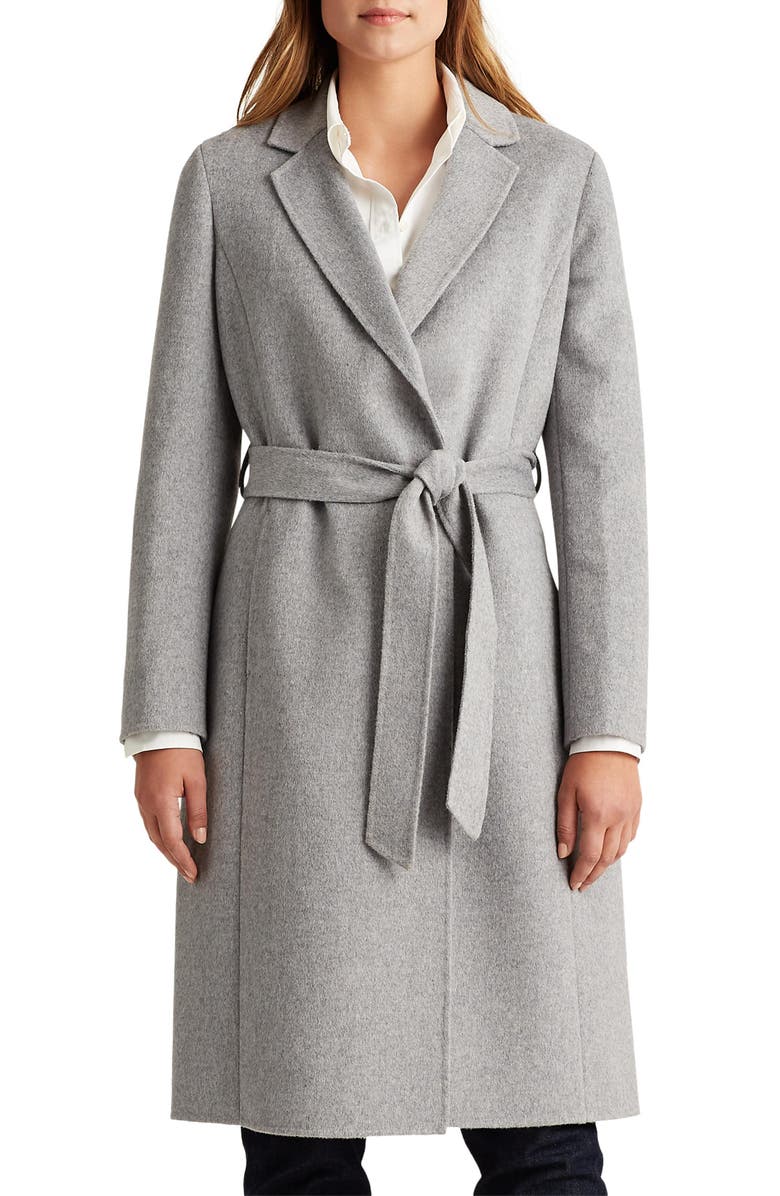 Lauren Ralph Lauren Double Face Wool Blend Wrap Coat, Main, color,
