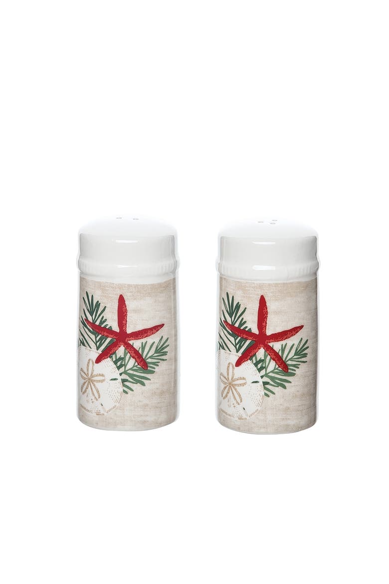 Seaside Greetings Salt Pepper Shakers , Set of 2, Main, color, White