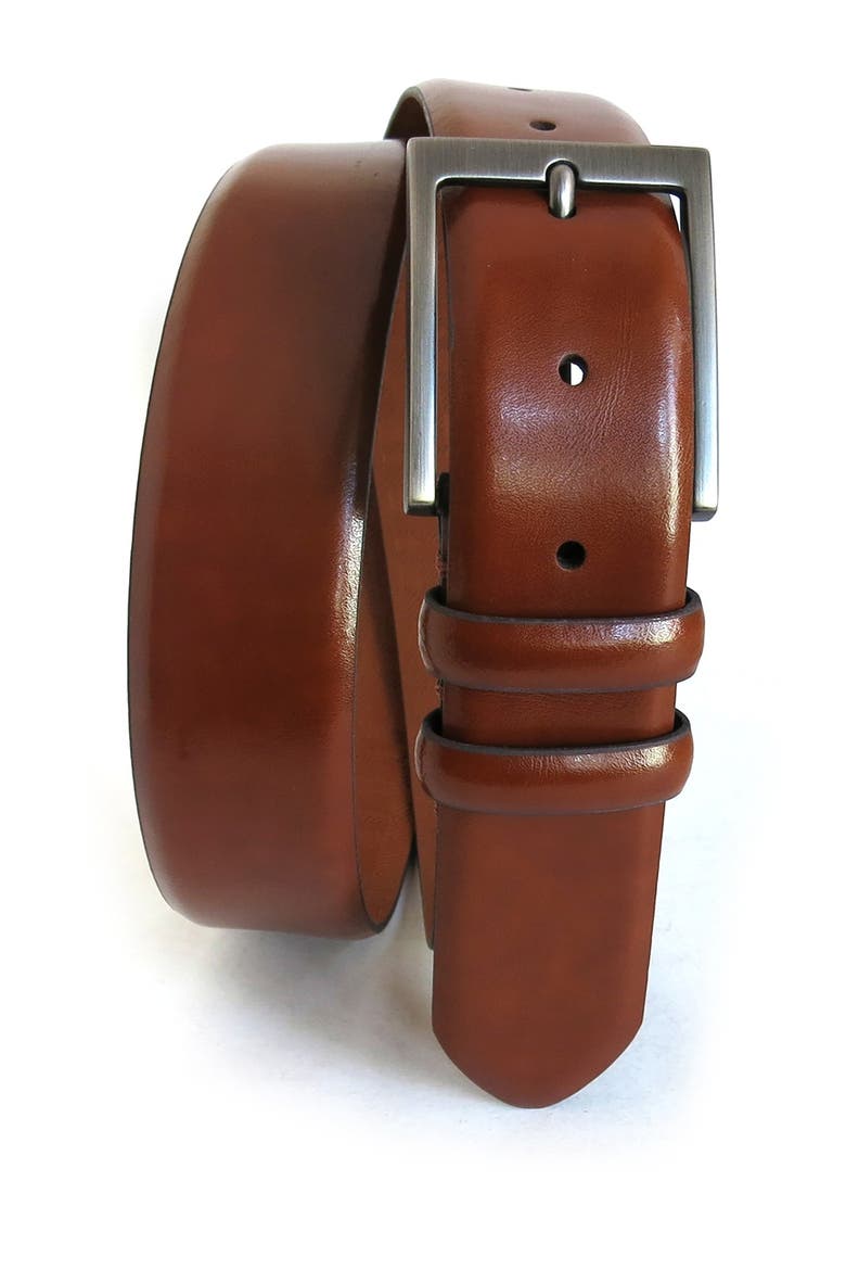 Double Loop Leather Belt, Alternate, color, COGNAC