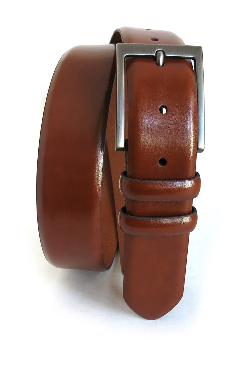 BOCONI Double Loop Leather Belt, Alternate, color, Cognac