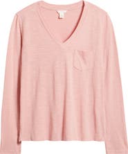 Caslon® Long Sleeve V-Neck T-Shirt