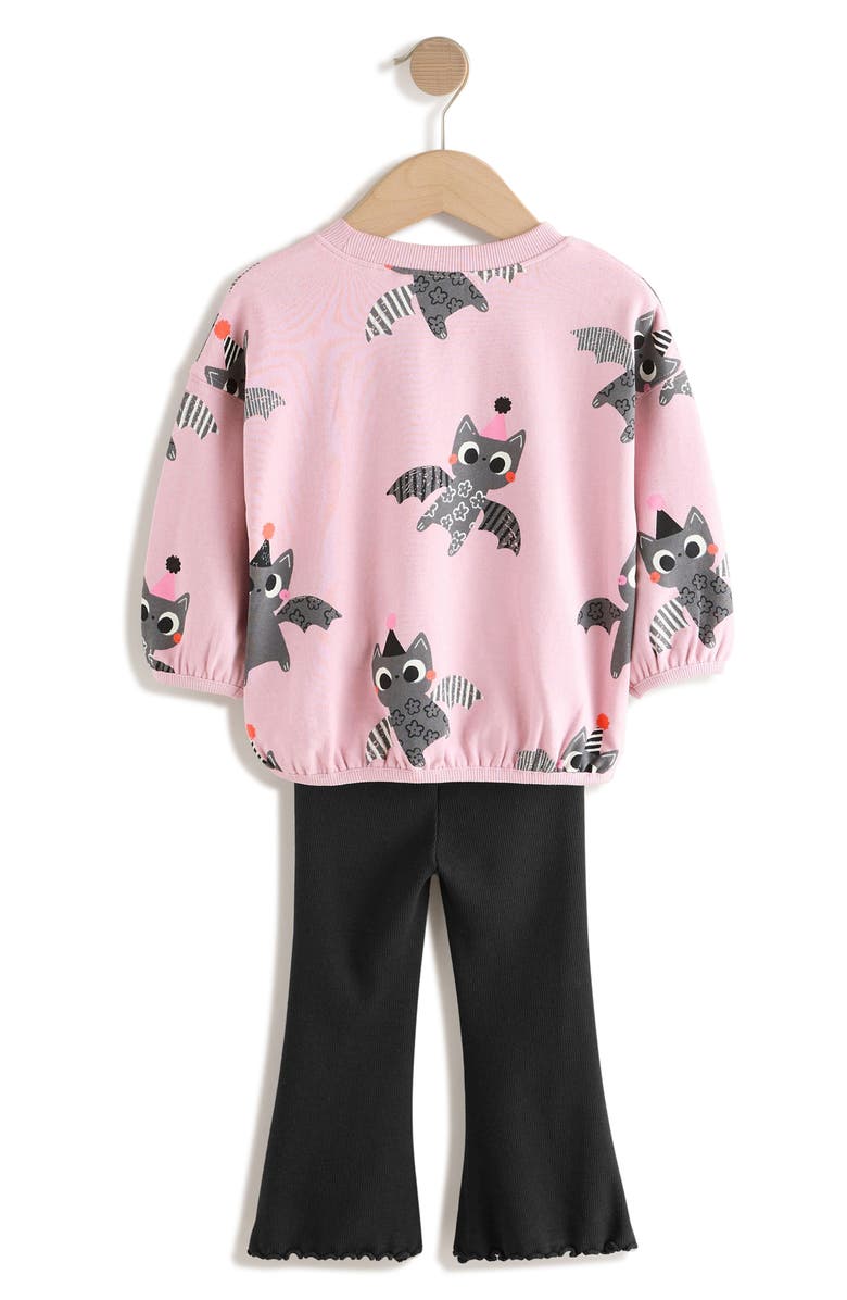 NEXT Kids' Bat Print Graphic Sweatshirt & Flare Leggings Set, Alternate, color, Pink