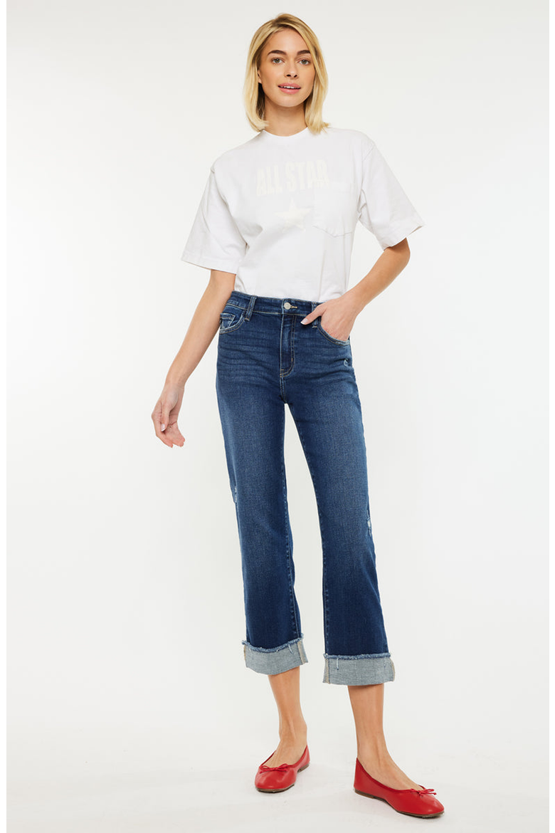 Irma High Rise Cropped Straight Leg Jeans, Alternate, color, Dark Wash