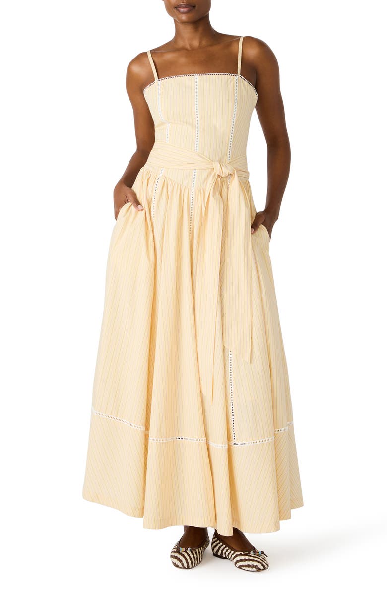 Steve Madden Emma Tie Waist Sleeveless Maxi Dress, Main, color, Pale Yellow