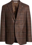 Jack Victor McAllen Brown & Orange Plaid Soft Constructed Wool & Silk Sport Coat