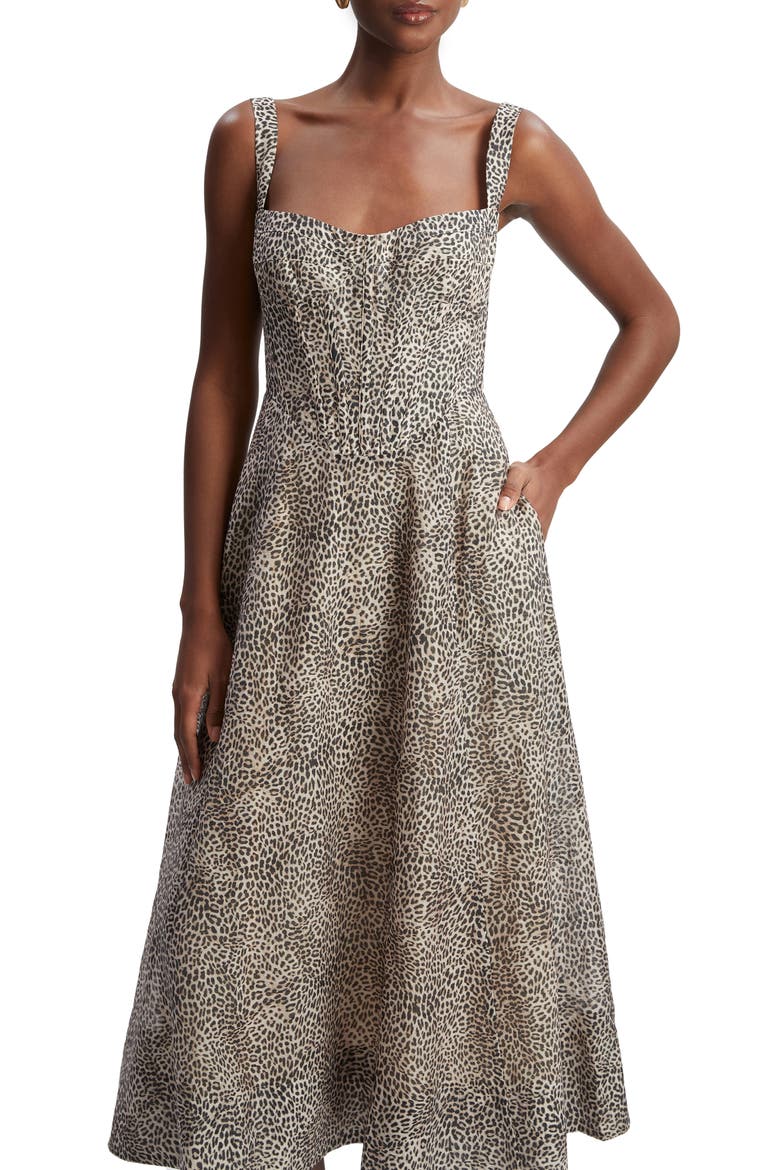 Lilah Leopard Print Midi Dress, Alternate, color, B LEOPARD