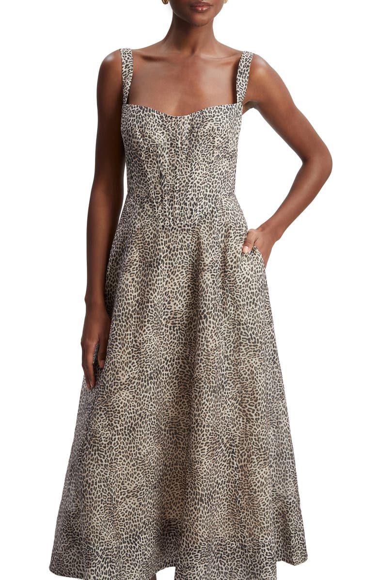 Bardot Lilah Leopard Print Midi Dress, Alternate, color, B Leopard
