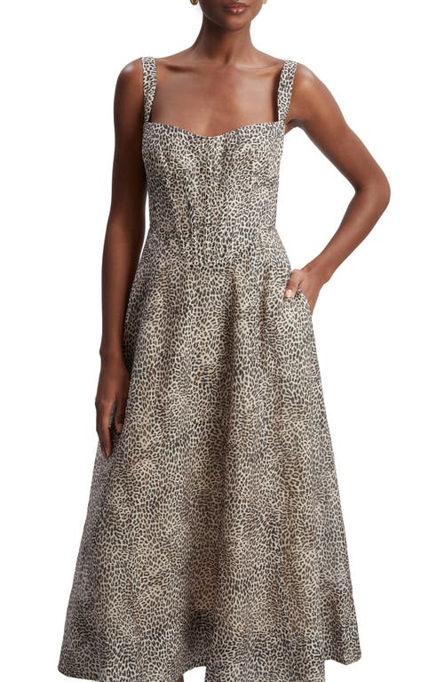 Bardot Lilah Corset Linen-blend Midi Dress In Brown