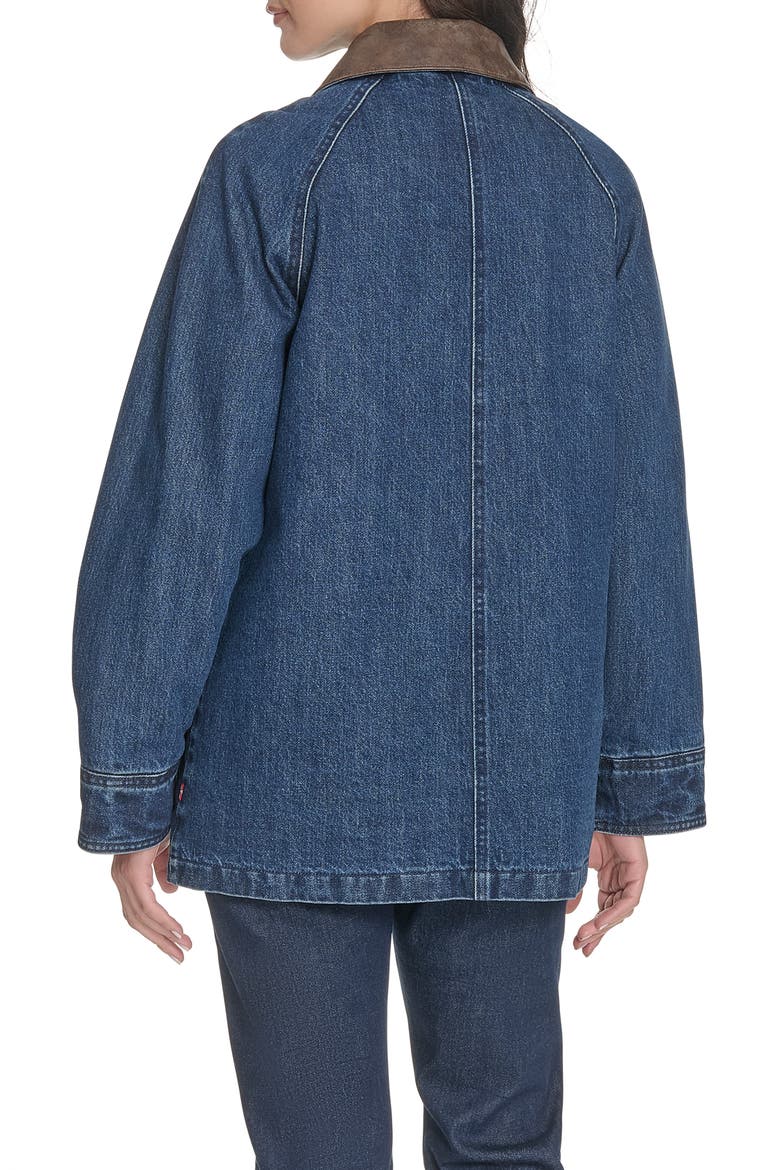 Four Pocket Barn Jacket, Alternate, color, DARK WASH DENIM