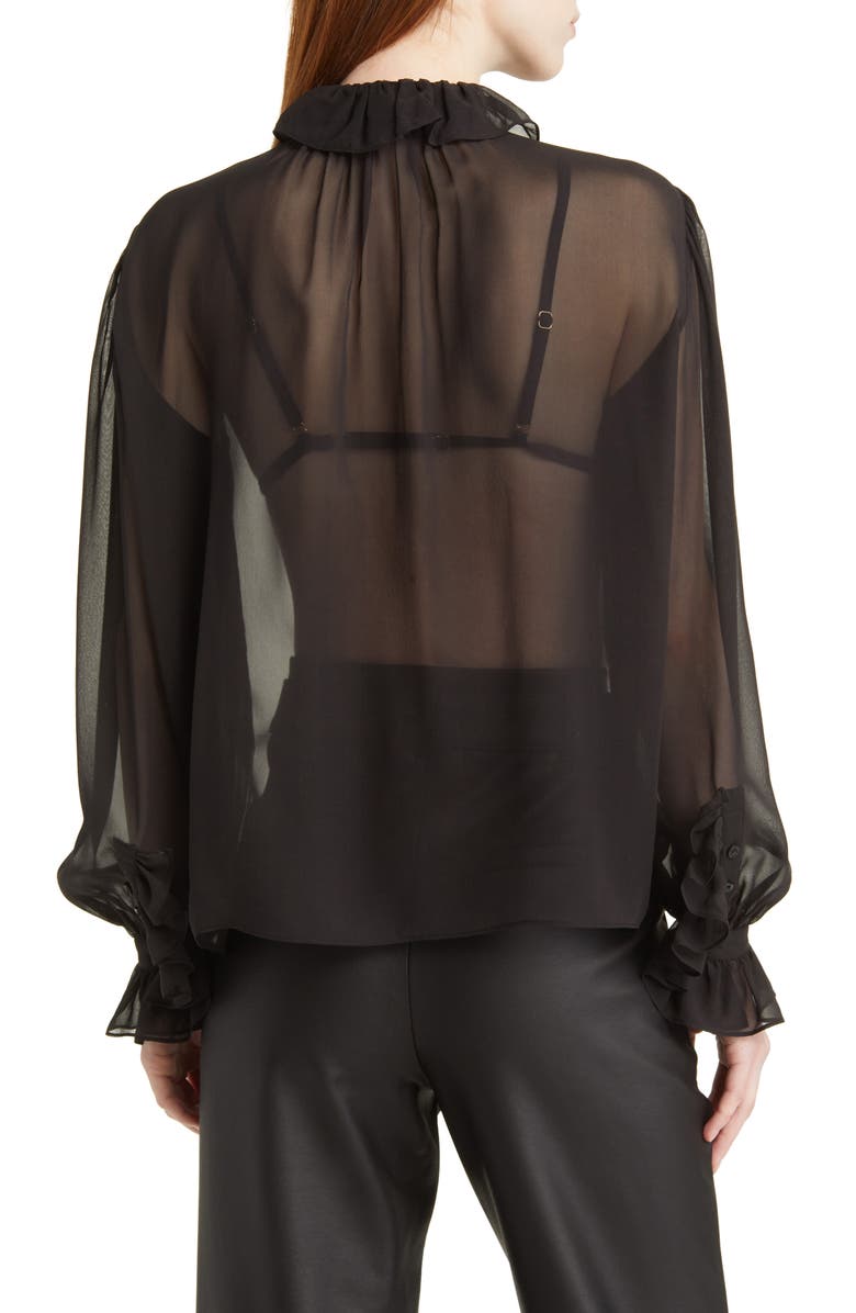 FRAME Ruffle Silk Shirt, Alternate, color,