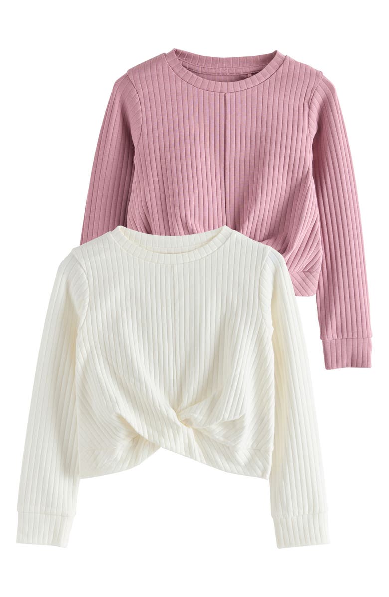 NEXT Kids' Assorted 2-Pack Twist Front Stretch Cotton Rib Tops, Main, color, Multi