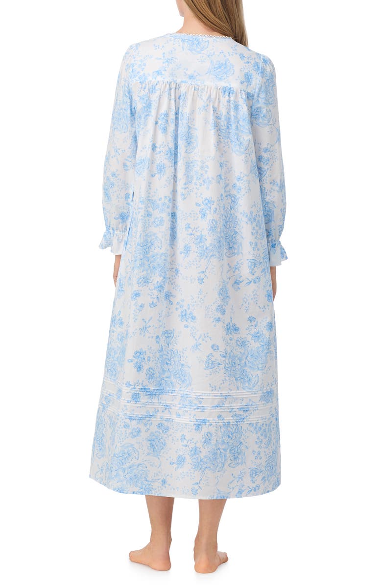 Eileen West Long Sleeve Cotton Lawn Ballet Nightgown, Alternate, color, White/ Blue Flower