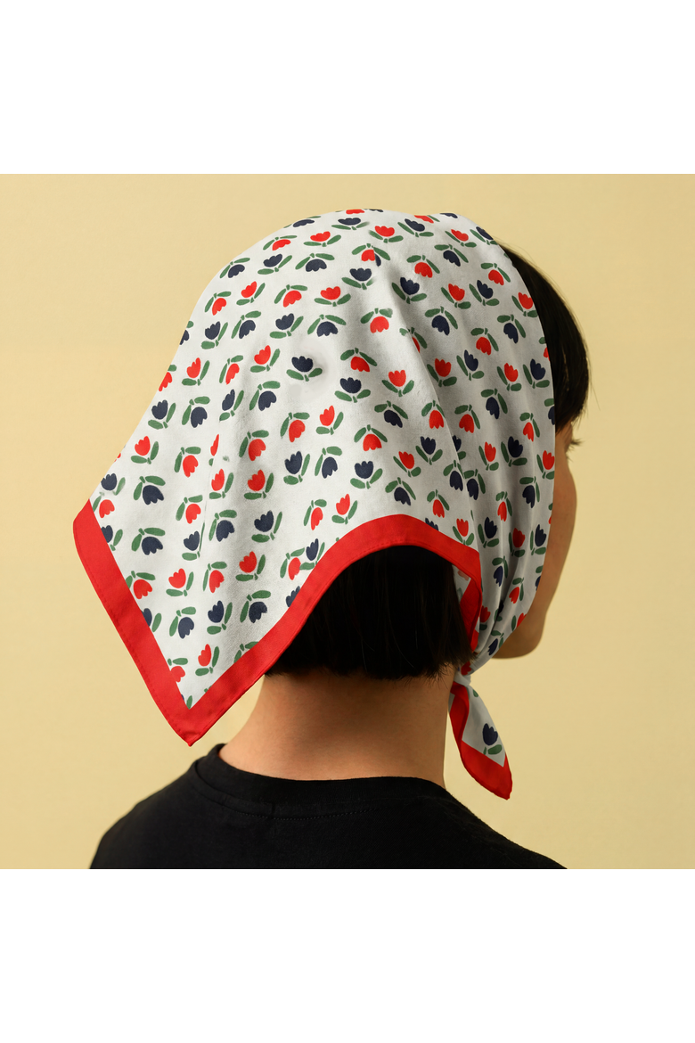Tulip Cotton Bandana, Alternate, color, Red