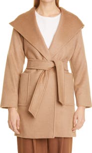 Max Mara Rialto Hooded Camel Hair Wrap Coat