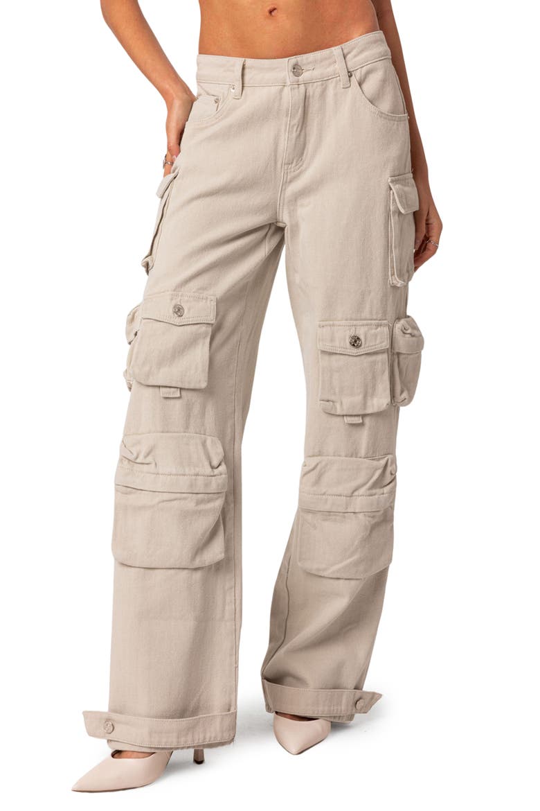 Oversize Boyfriend Cargo Jeans, Main, color, STONE