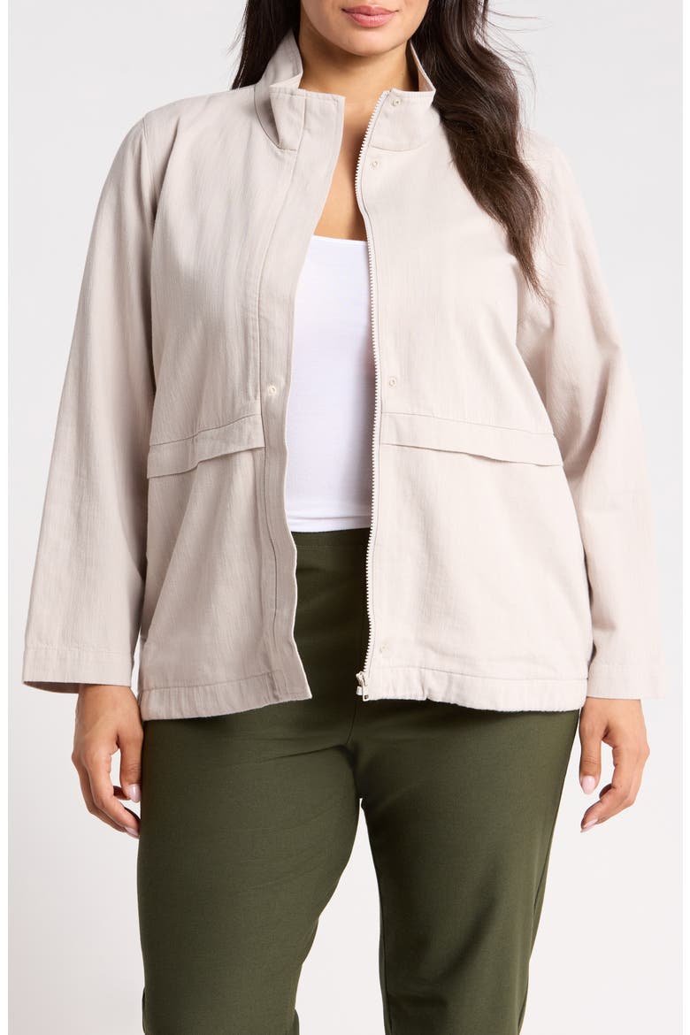 Zip-Up Organic Cotton & Organic Linen Jacket, Main, color, CHALK