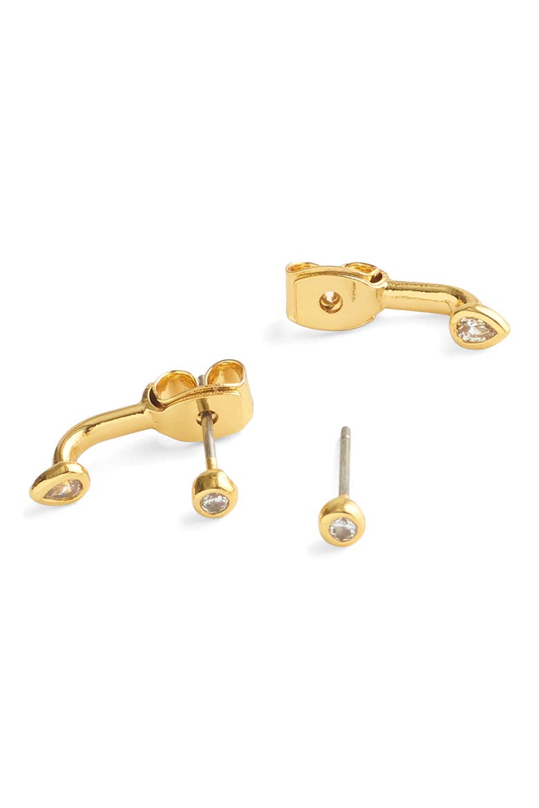 Bezel Set Front-Back Earrings, Main, color, WARM GOLD