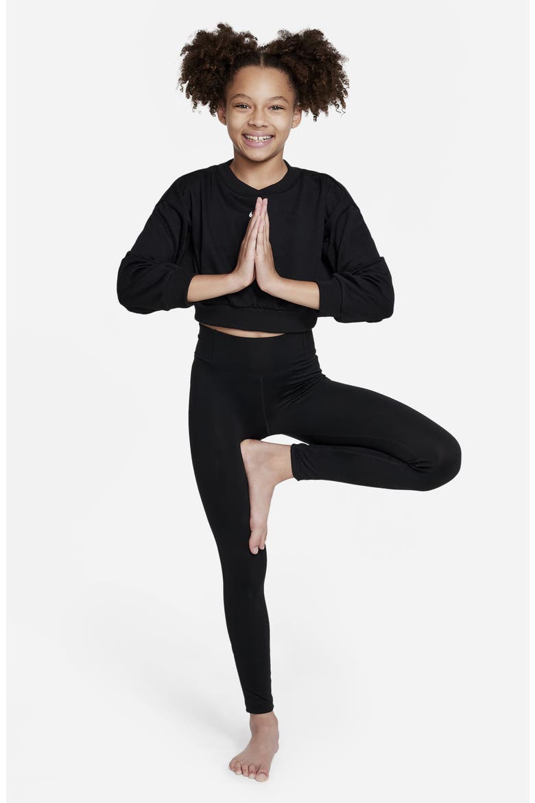 Kids' Dri-FIT Yoga Training Crop Top, Alternate, color, BLACK