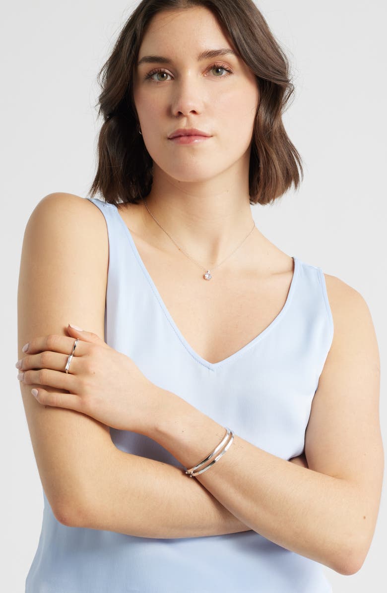 Nordstrom Set of 2 Cubic Zirconia Baguette Rings, Alternate, color, Clear- Silver