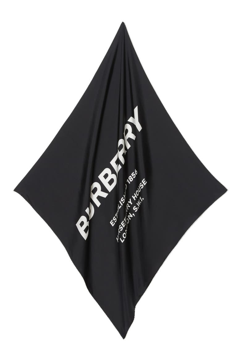 Horseferry Print Square Silk Scarf, Alternate, color, BLACK