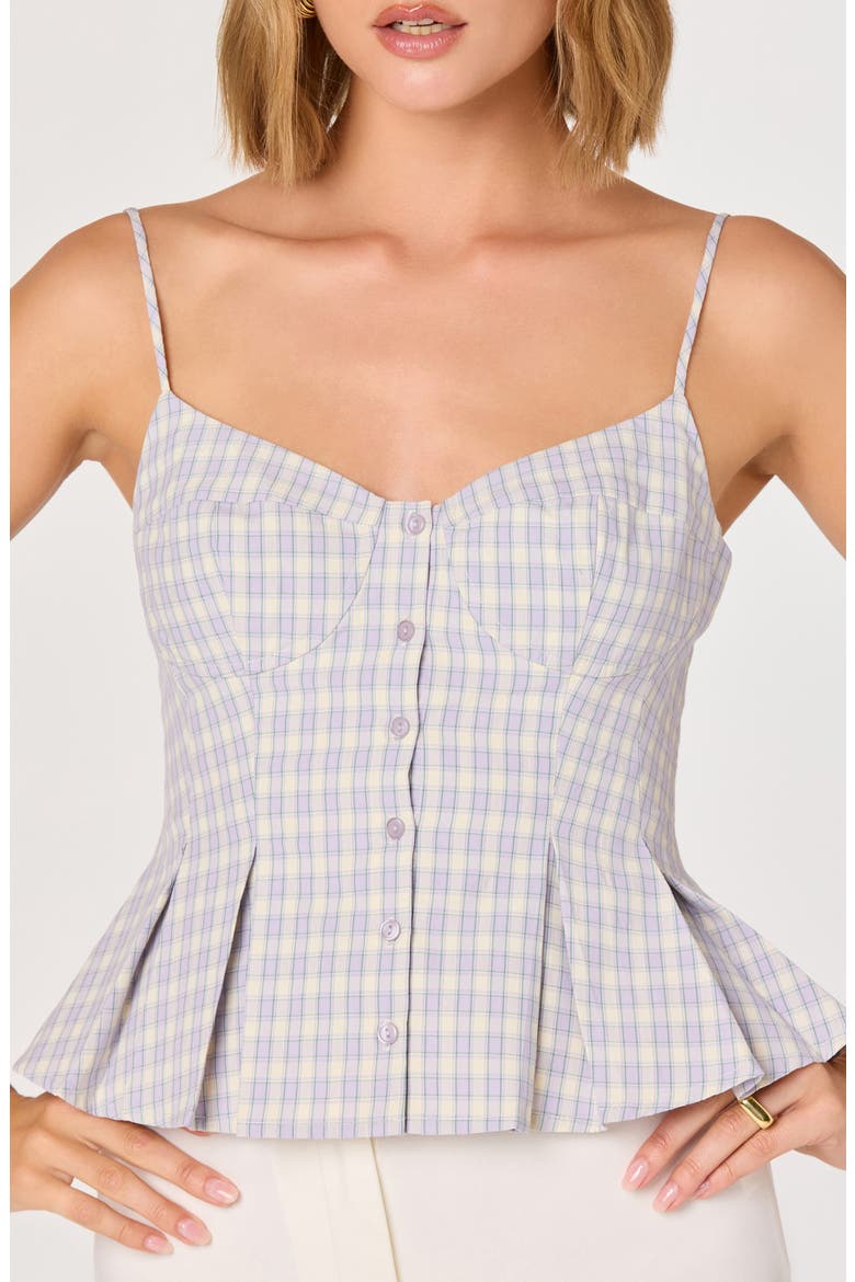 Lesly Check Cotton Blend Camisole Top, Alternate, color, PURPLE PLAID