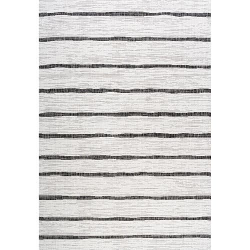 Jonathan Y Colonia Berber Stripe Indoor/outdoor Area Rug In Ivory/black