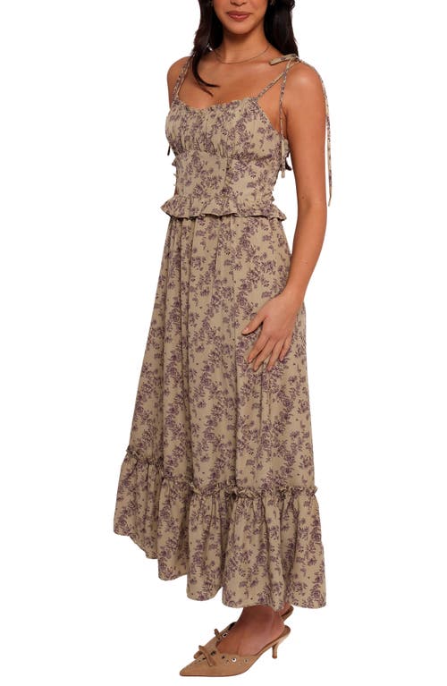 Petal And Pup Petal & Pup Karie Print Ruffle Hem Maxi Dress In Brown