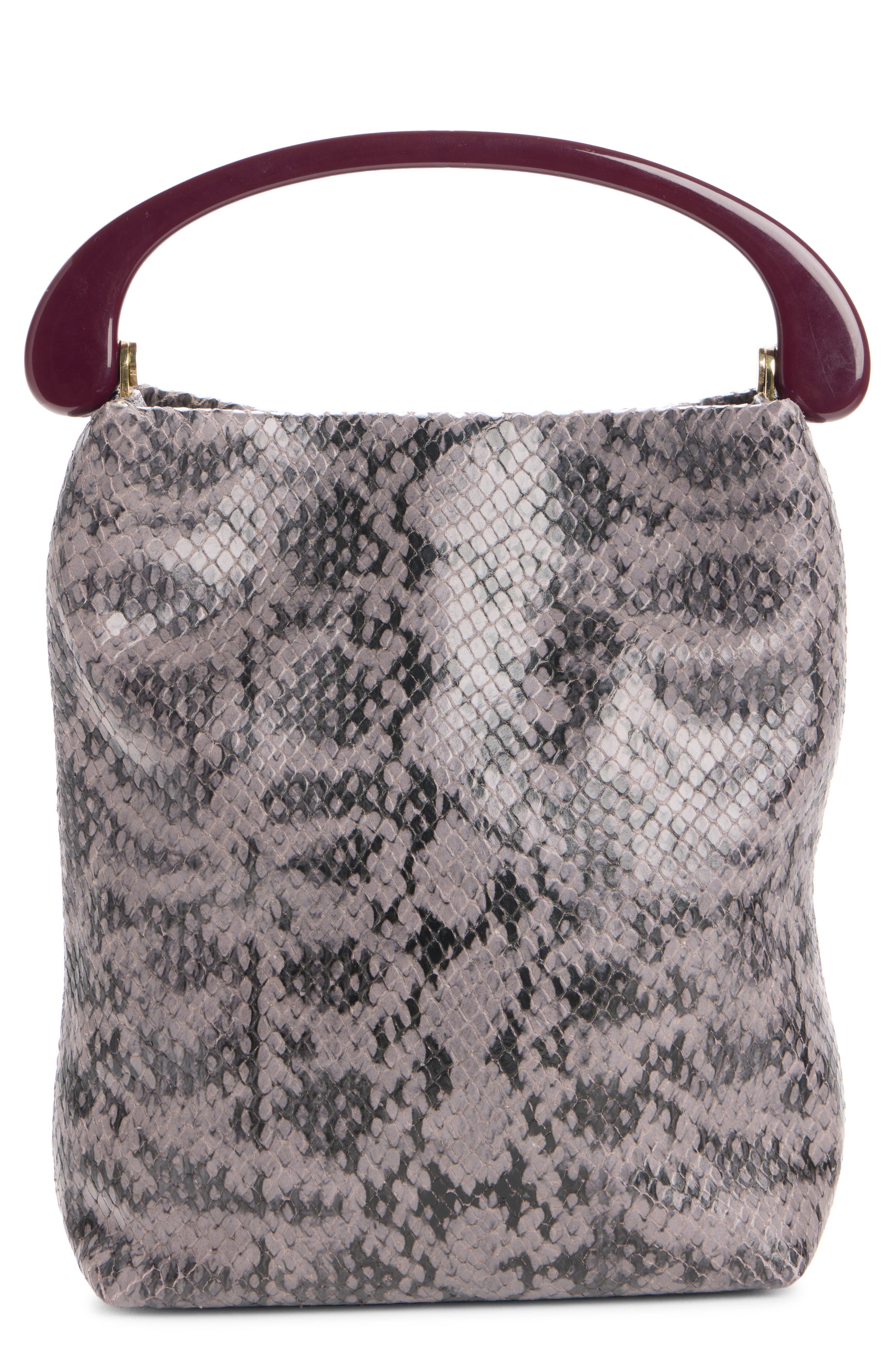 Micro Snakeskin Print Leather Handbag, Main, color, TAUPE 811