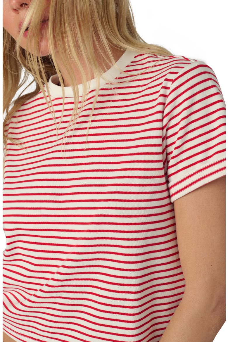 The Boxy Crop T-Shirt, Alternate, color, WHITE/ CHERRY RED STRIPE