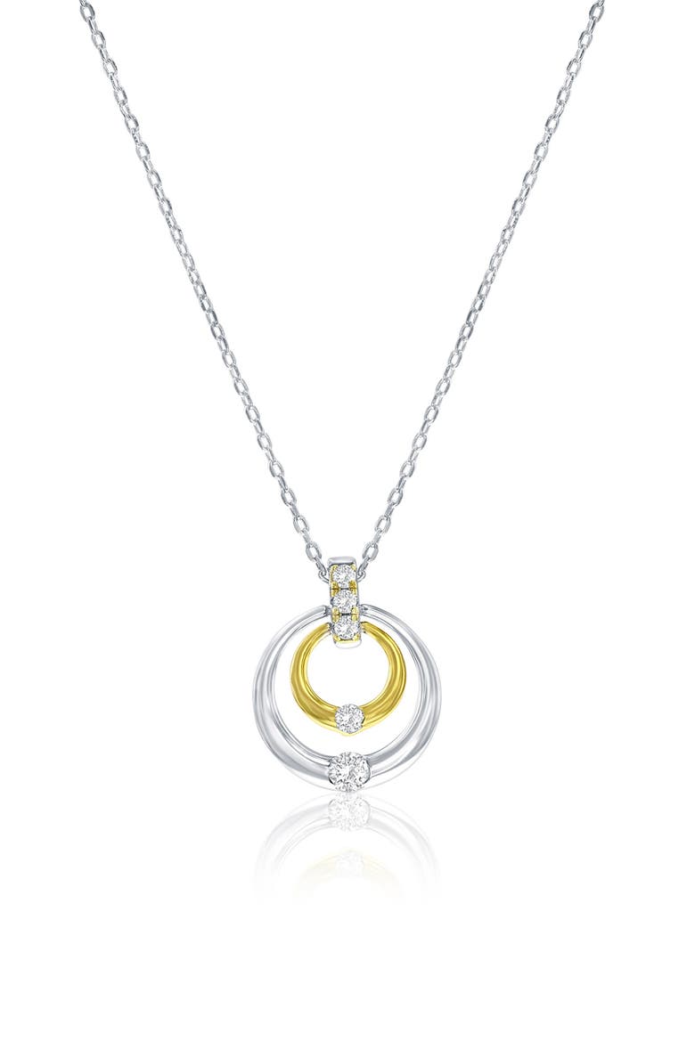 Two-Tone Circle Cubic Zirconia Pendant Necklace, Main, color, TWO-TONE