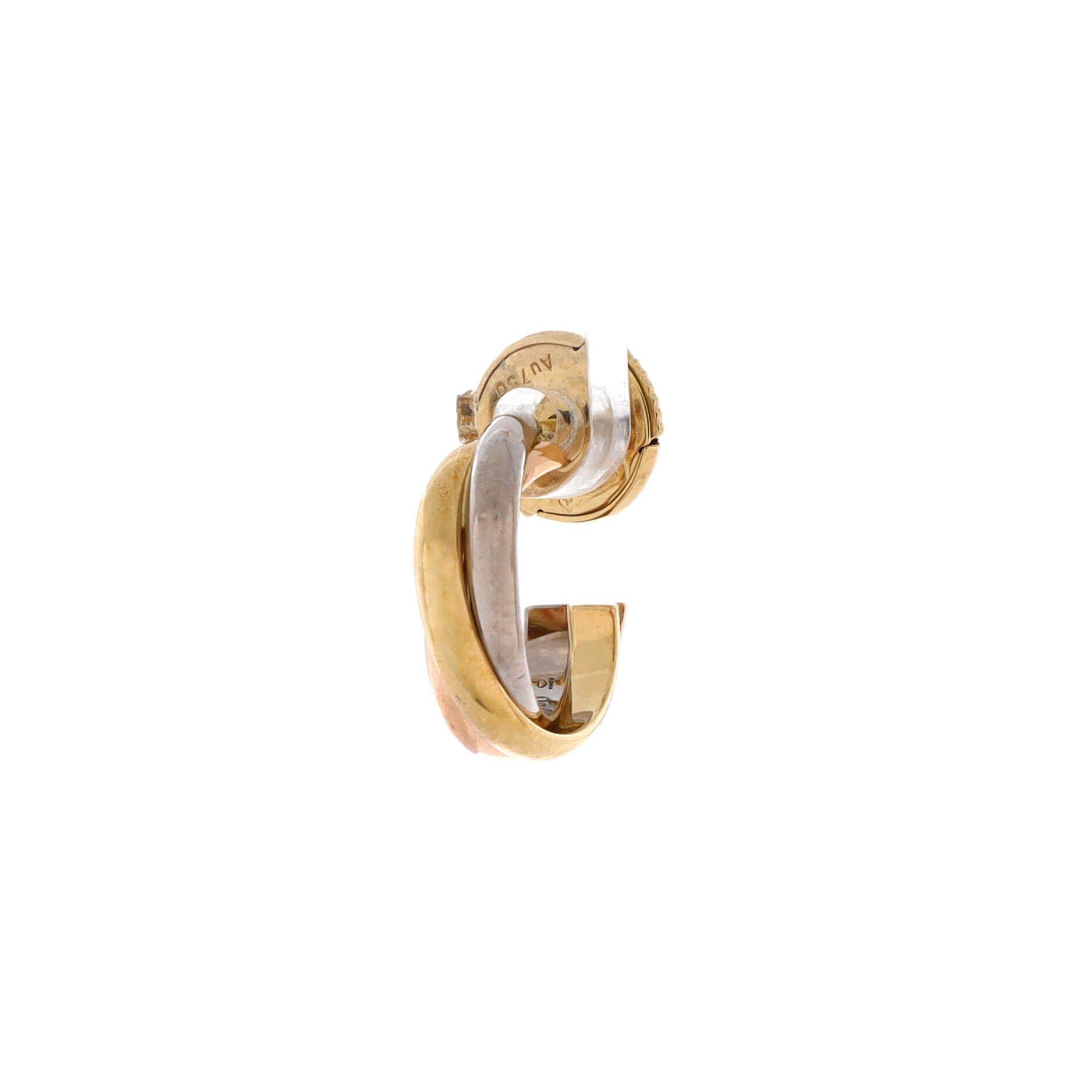 Trinity Hoop Earrings 18K Tricolor Gold 13mm, Alternate, color, Metallic Gold
