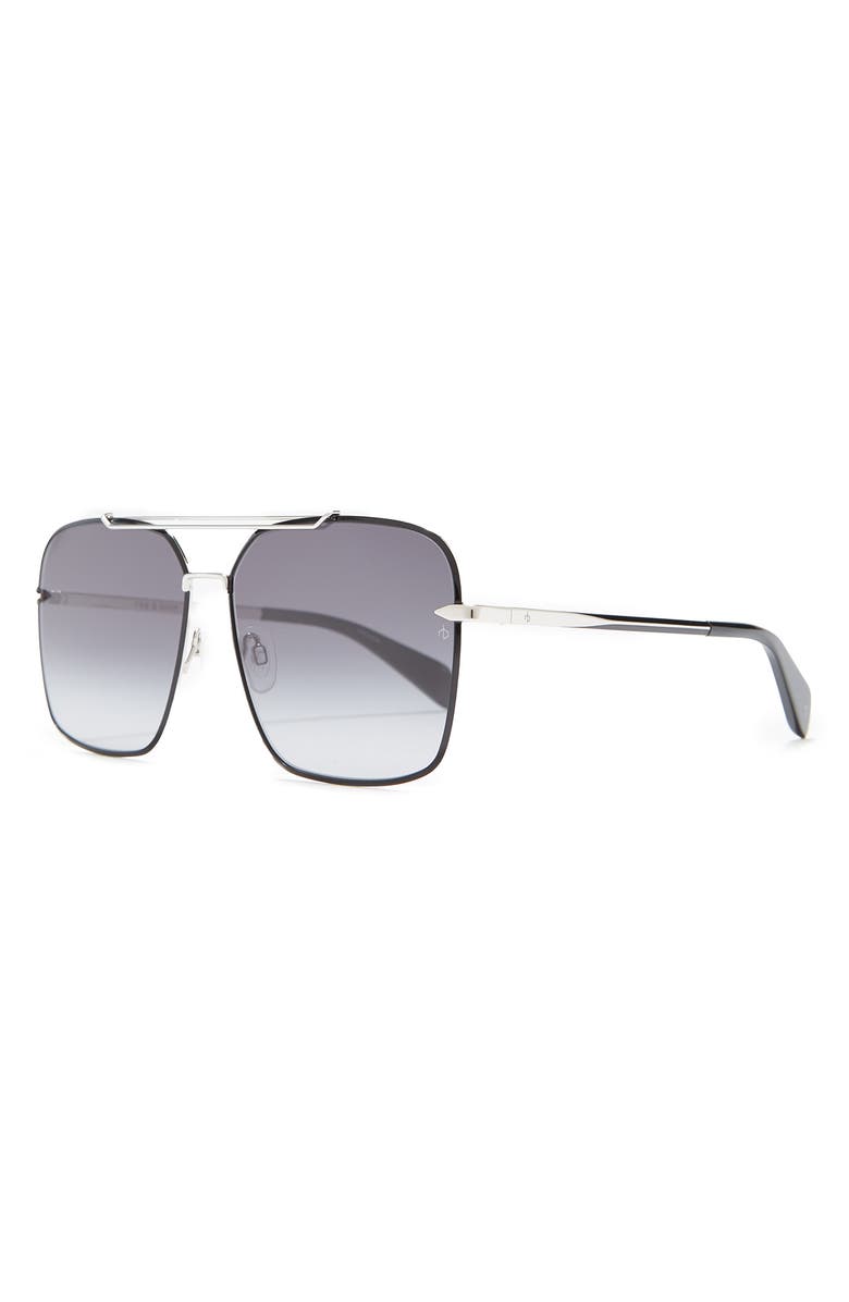 rag & bone 61mm Gradient Metal Aviator Sunglasses, Alternate, color, 