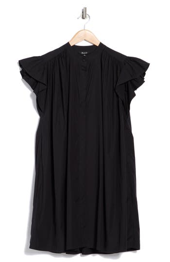 Madewell Flutter Sleeve Button Front Poplin Minidress