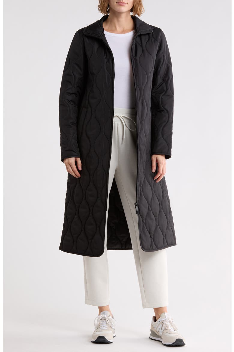 Long Quilted Coat, Alternate, color, BLACK