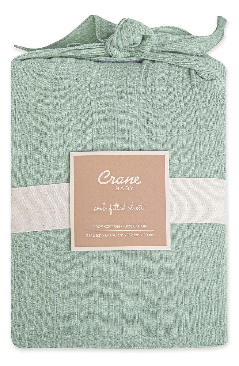 CRANE BABY Cotton Muslin Fitted Crib Sheet, Alternate, color, Green